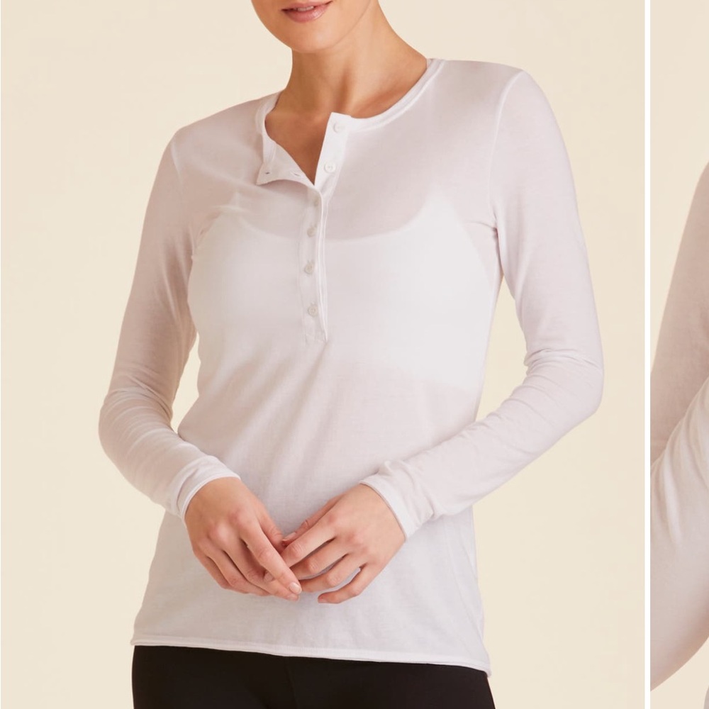 Alala White Long Sleeve Henley Top